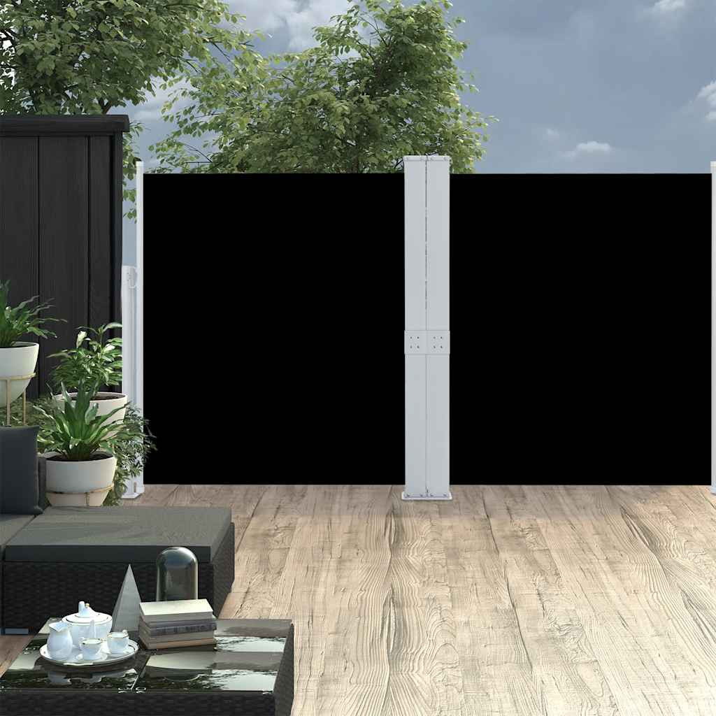 vidaXL Ausziehbare Seitenmarkise Doppelt 170 x 600 cm Schwarz