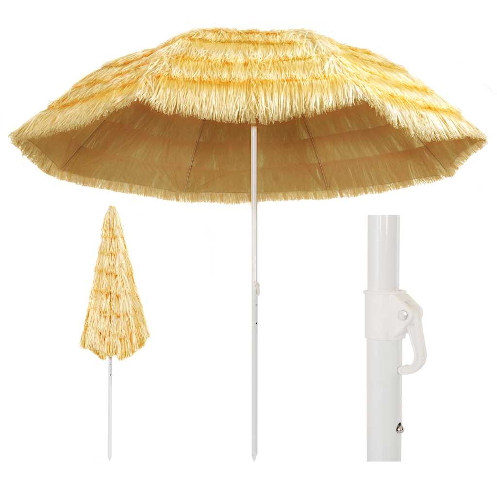 vidaXL Strandschirm Natur 300 cm Hawaii-Stil