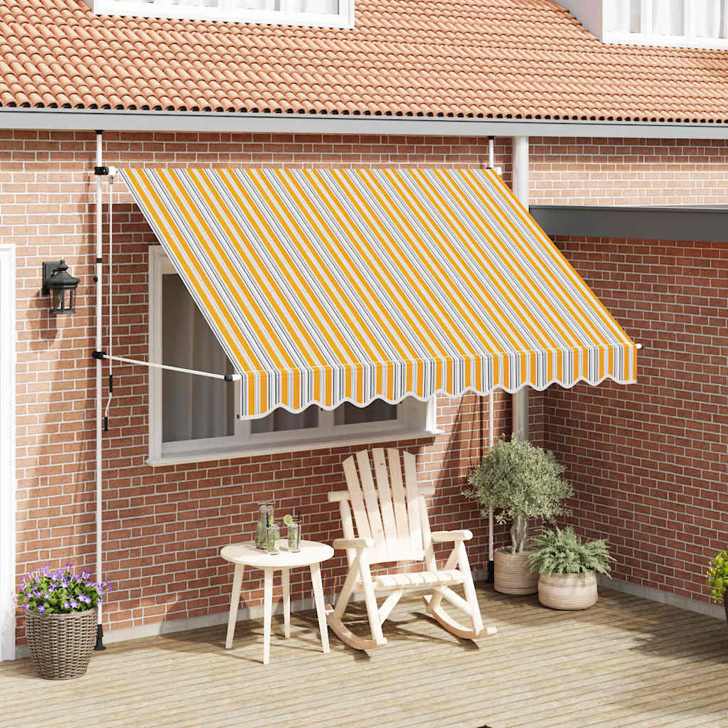 vidaXL Einziehbare Markise Handbetrieben 300 cm Gelb/Blau Gestreift