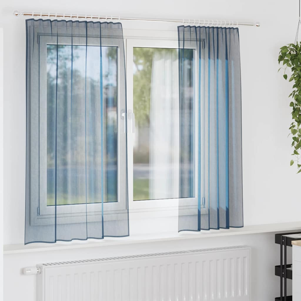 vidaXL Voile Vorhänge mit Stangentaschen 2 Stk. Königsblau