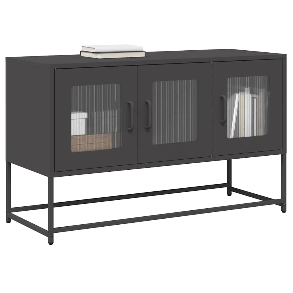 vidaXL TV-Schrank Schwarz 100,5x39x60,5 cm Kaltgewalzter Stahl