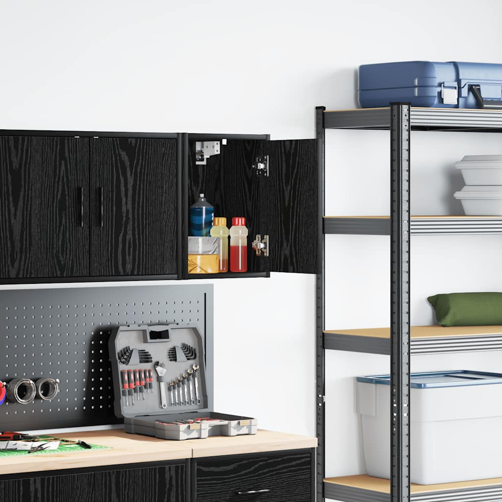 vidaXL Garagen-Wandschrank Schwarz Holzwerkstoff