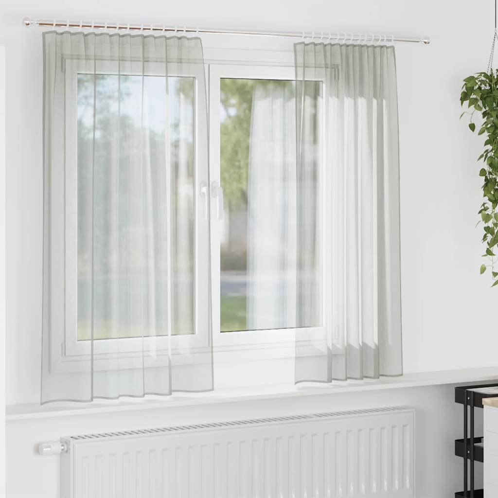 vidaXL Voile Vorhänge mit Stangentaschen 2 Stk. Hellgrau