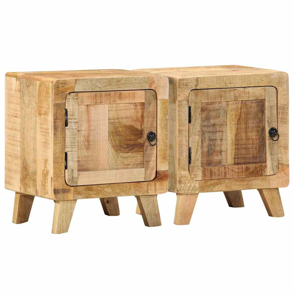 vidaXL Nachttisch 2 Stk. 40x32x46 cm Raues Massivholz Mango