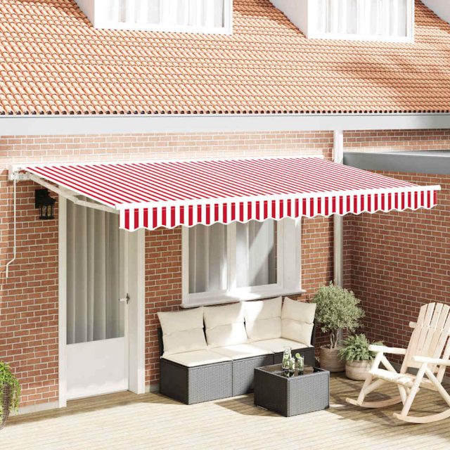 vidaXL Markisenrahmen Rot und Weiß 400 x 200 cm