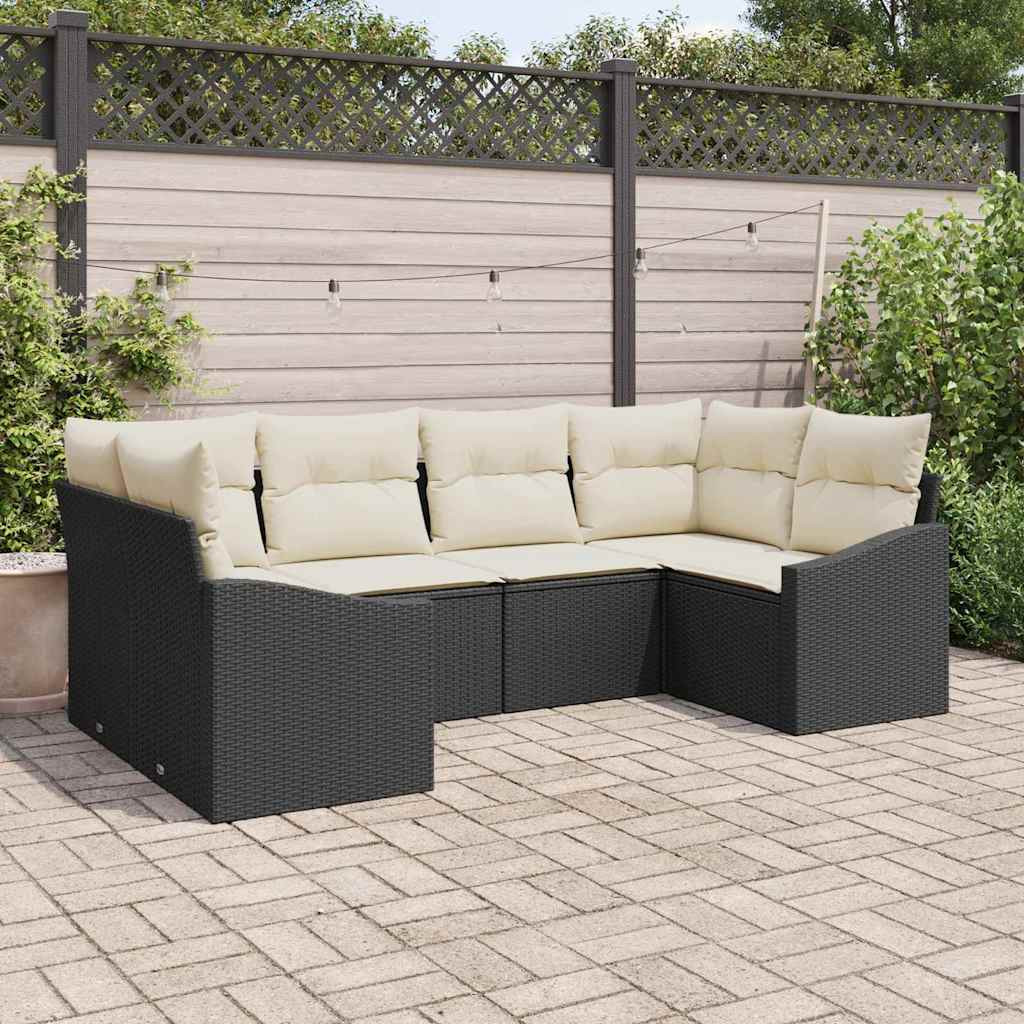 vidaXL Gartensofa-set mit Speicher 6 pcs Schwarz und Creme Poly-Rattan