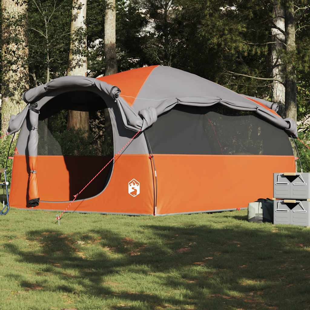 vidaXL Tunnel-Familienzelt 6 Personen Grau und Orange Wasserfest