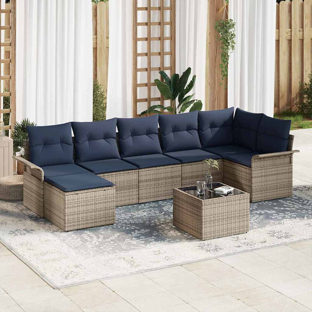 vidaXL Gartensofa-set mit Speicher 8 pcs Grau Poly-Rattan