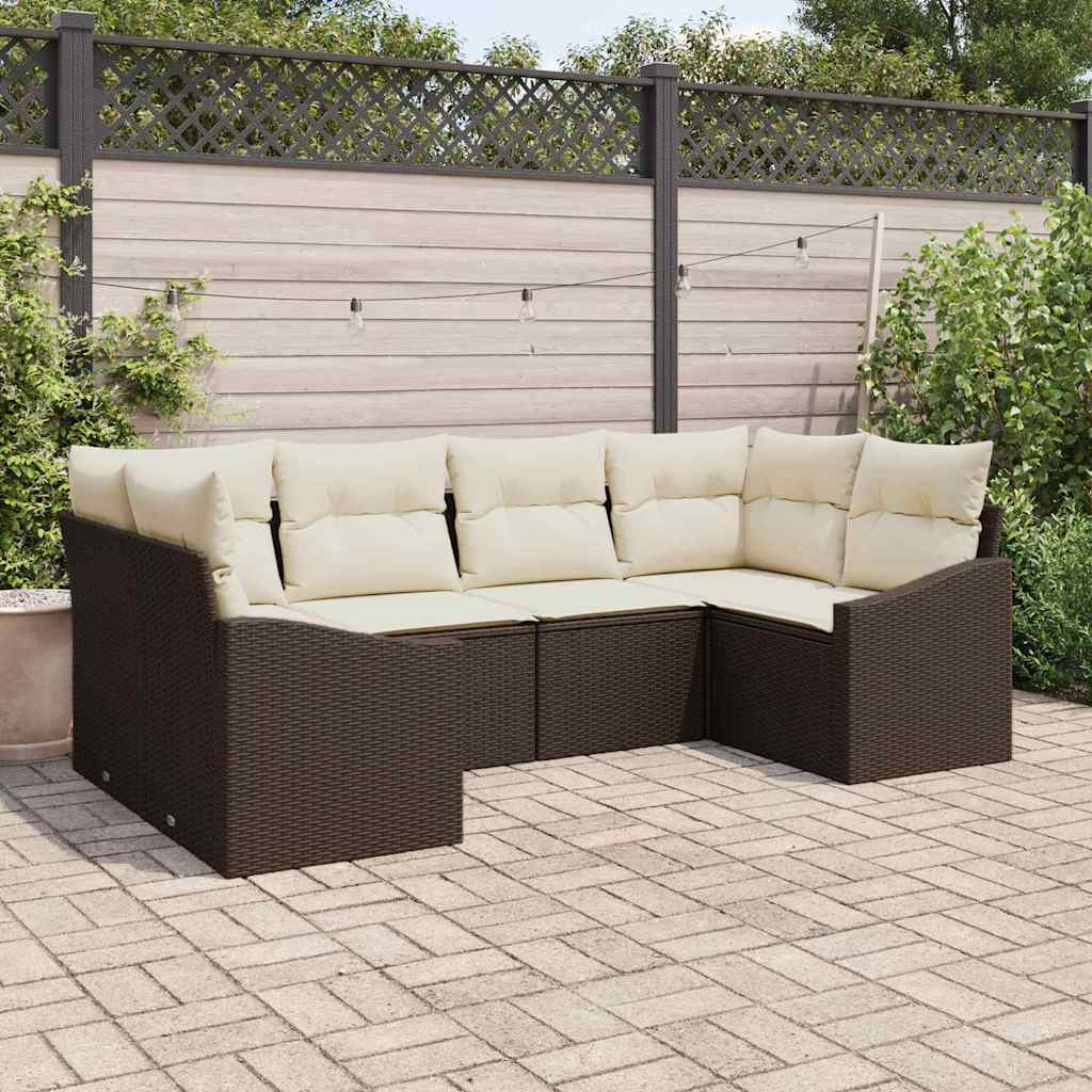 vidaXL Gartensofa-set mit Speicher 6 pcs Braun und Creme Poly-Rattan