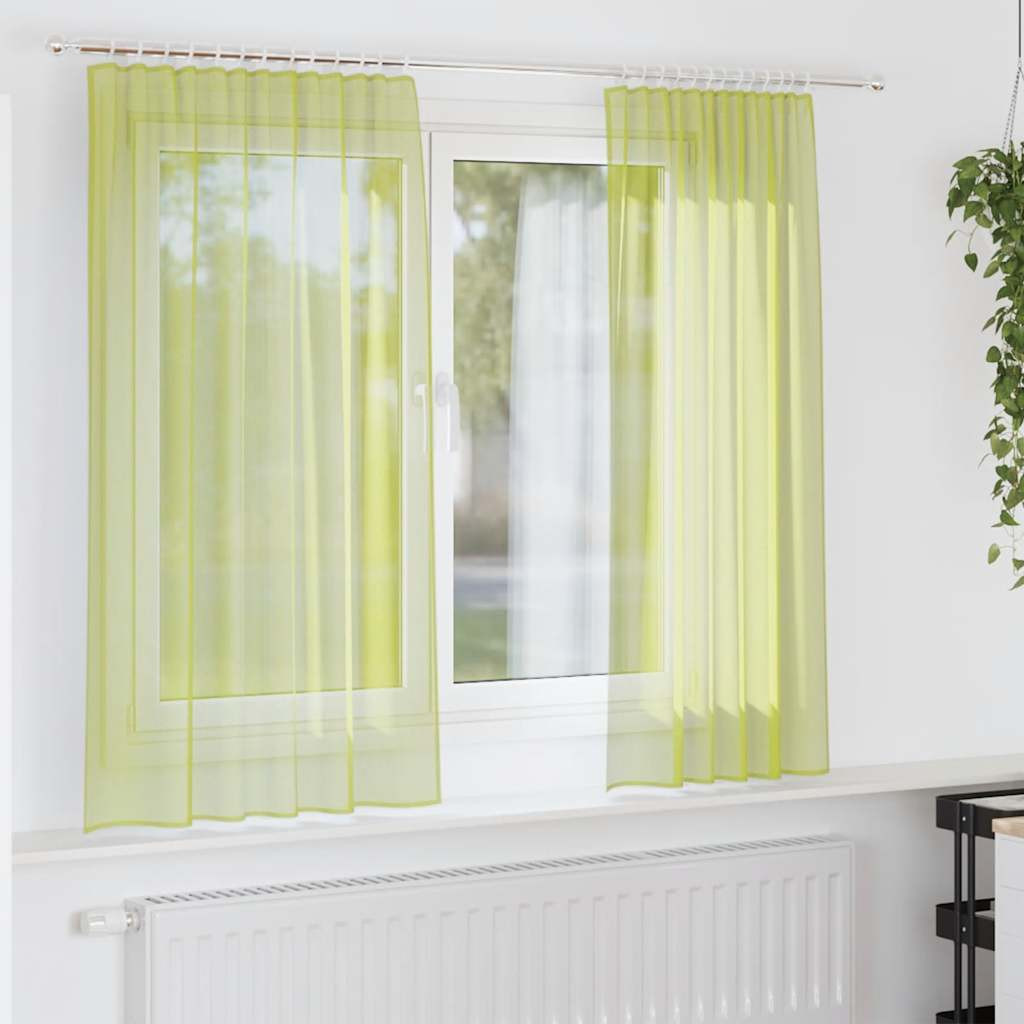 vidaXL Voile Vorhänge mit Stangentaschen 2 Stk. Apfelgrün
