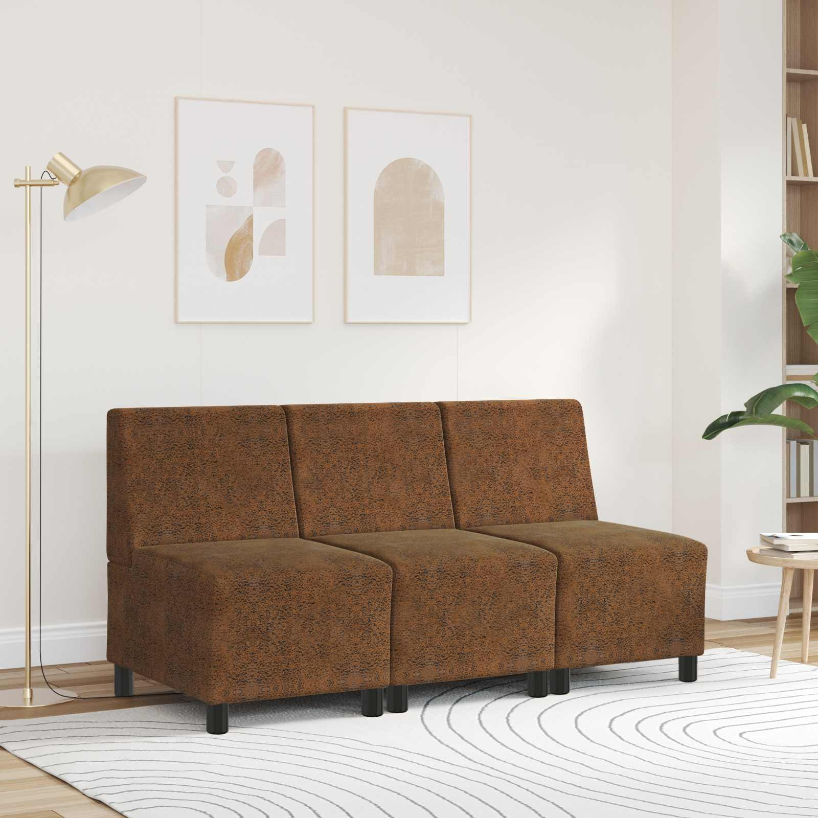 vidaXL Modulares Armfreies Sofa Braun 55 x 74 x 82 cm Kunstwildleder