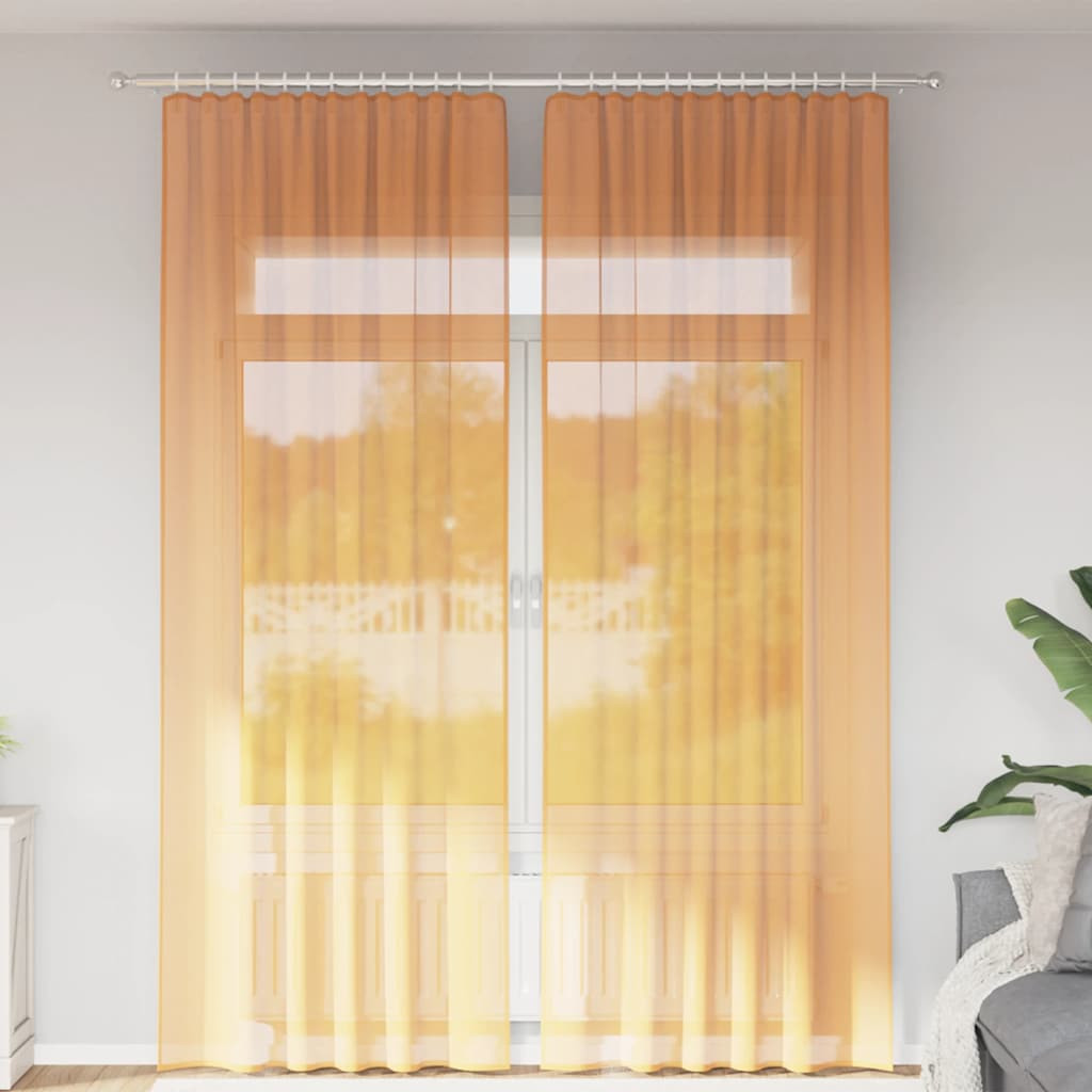 vidaXL Voile Vorhänge mit Stangentaschen 2 Stk. Orange