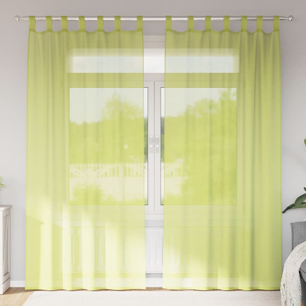 vidaXL Voile Vorhänge mit Lasche 2 Stk. Apfelgrün