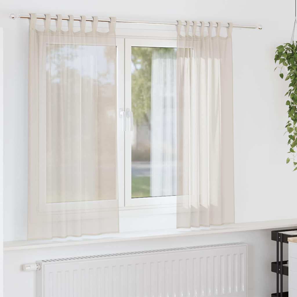 vidaXL Voile Vorhänge mit Lasche 2 Stk. Creme