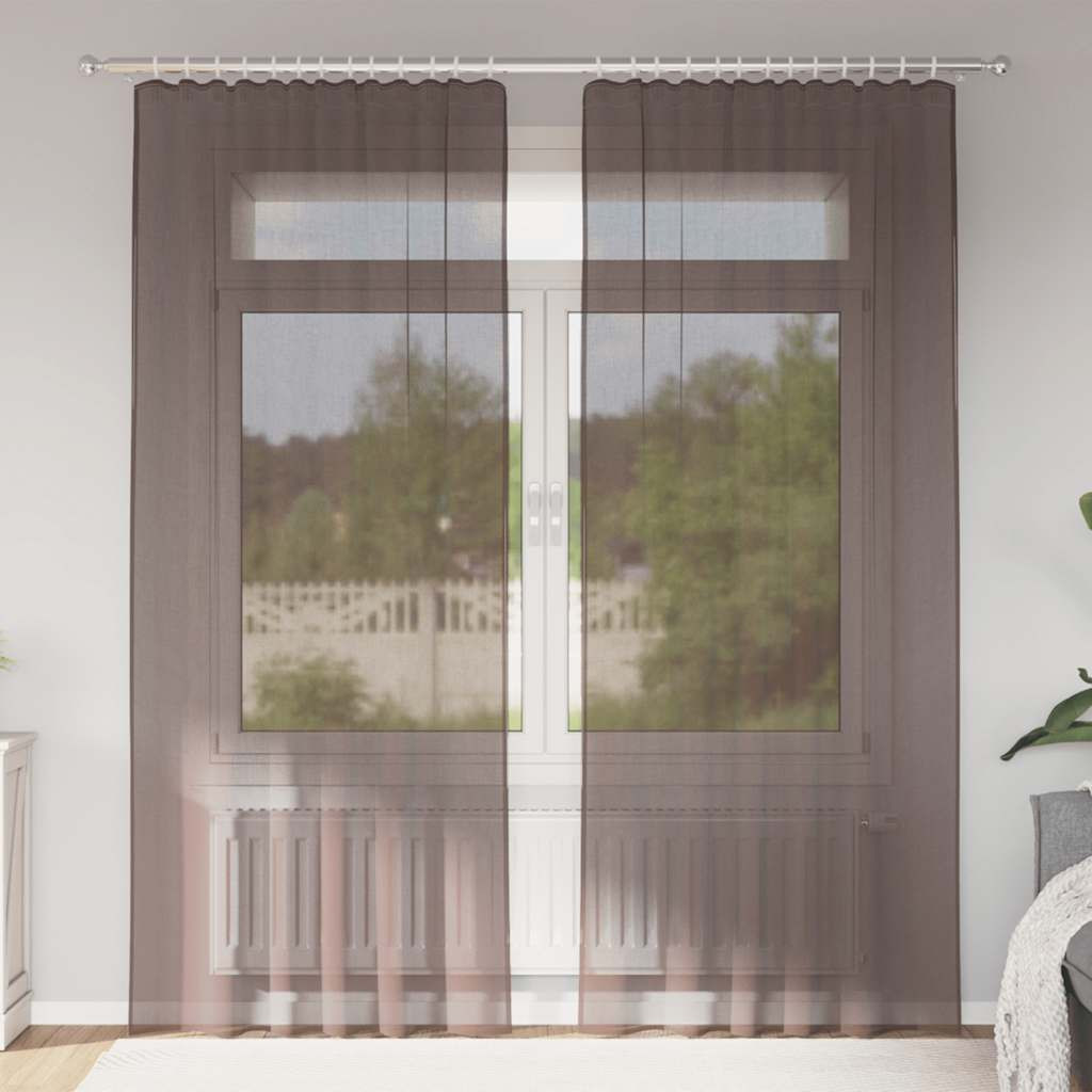 vidaXL Voile Vorhänge mit Lasche 2 Stk. Braun
