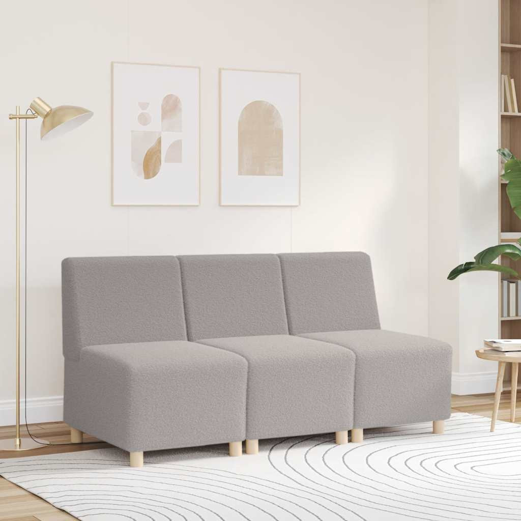 vidaXL Modulares Armfreies Sofa Hellgrau Wollähnlicher Stoff