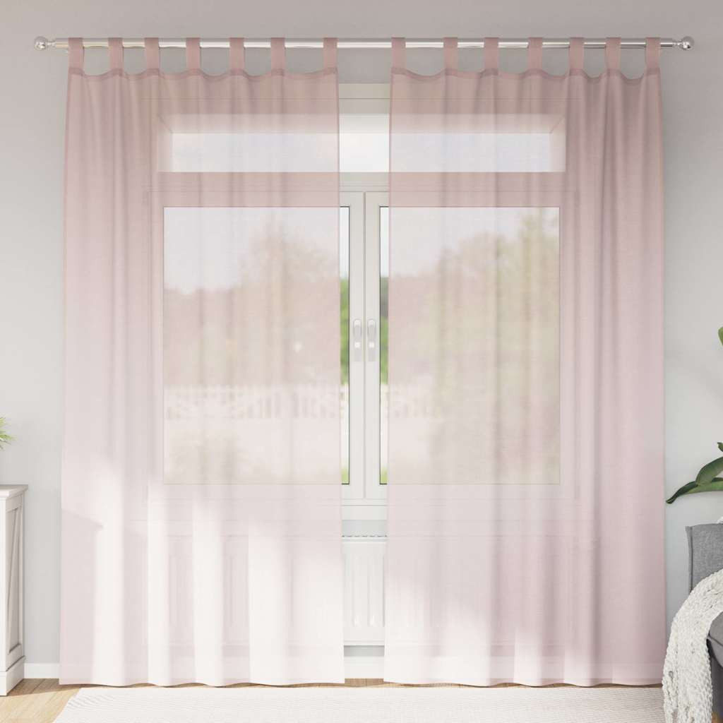 vidaXL Voile Vorhänge mit Schlaufen 2 Stk. Hellrosa 140x245 cm