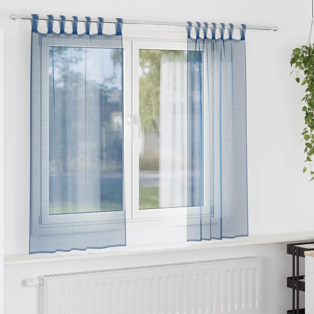 vidaXL Voile Vorhänge mit Schlaufen 2 Stk. Königsblau 140x175 cm