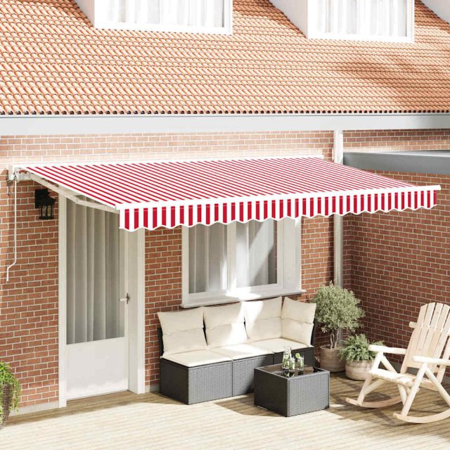vidaXL Markisenrahmen Rot und Weiß 400 x 200 cm