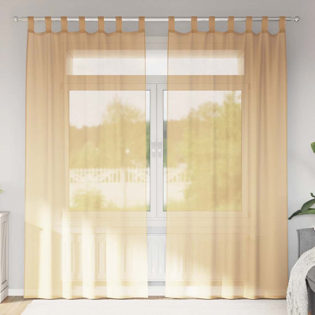 vidaXL Voile Vorhänge mit Schlaufen 2 Stk. Sandfarbe 140x245 cm