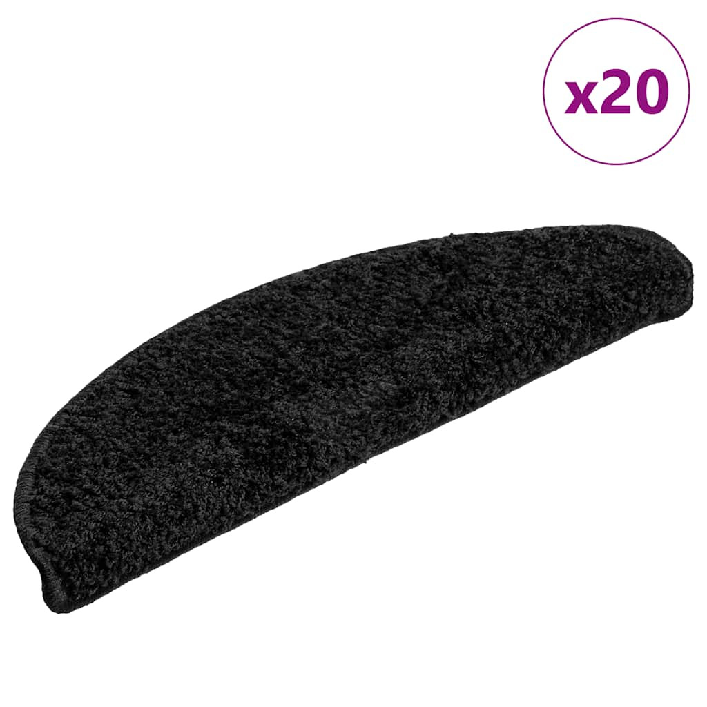 vidaXL Stufenmatten 20 Stk. 56x17x3 cm Schwarz Halbrund