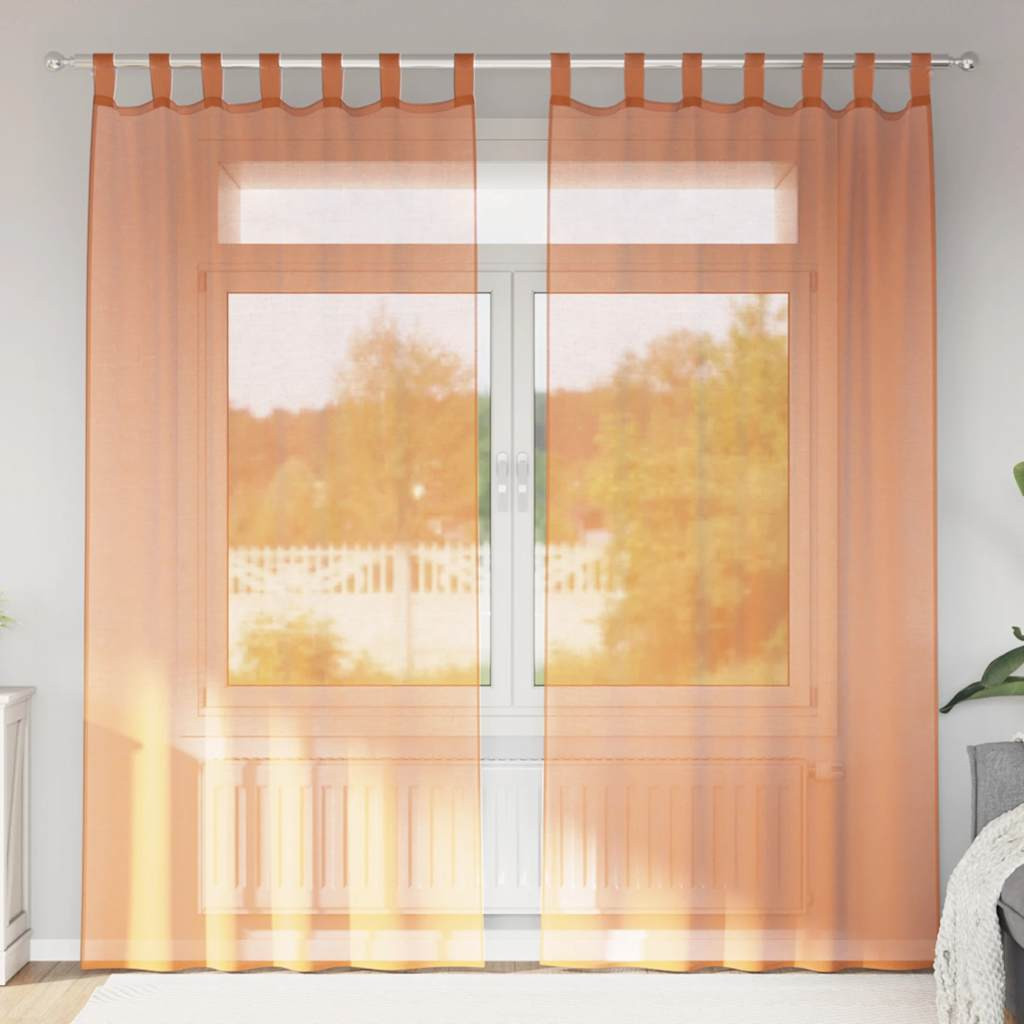 vidaXL Voile Vorhänge mit Schlaufen 2 Stk. Terrakottarot 140x225 cm