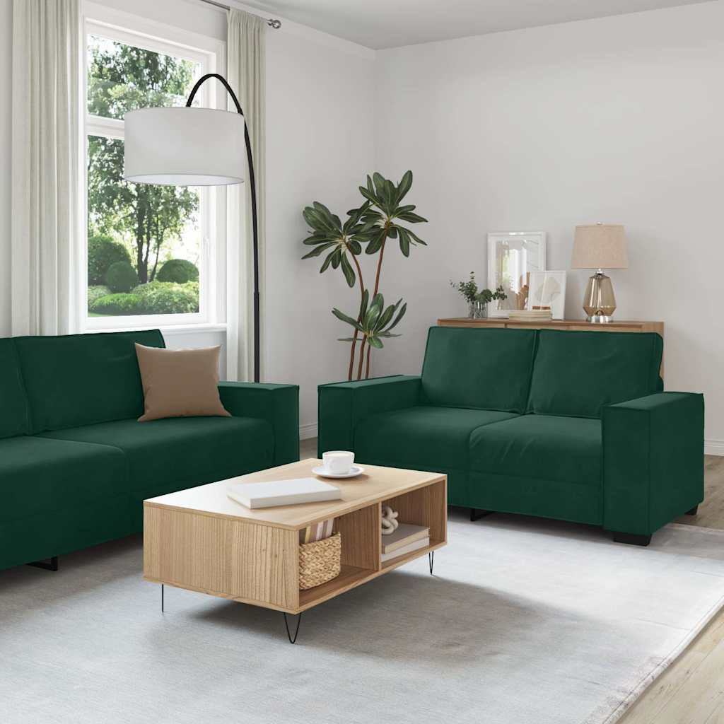 vidaXL 3-tlg. Sofagarnitur mit Kissen Dunkelgrün Samt