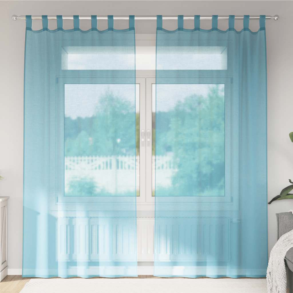 vidaXL Voile Vorhänge mit Schlaufen 2 Stk. Türkis 140x225 cm