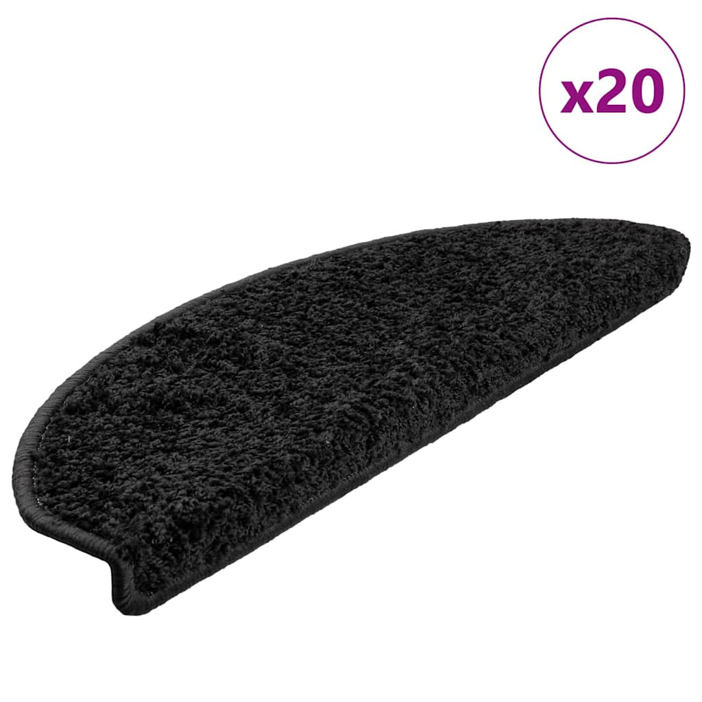 vidaXL Stufenmatten 20 Stk. 65x21x4 cm Schwarz Halbrund Groß