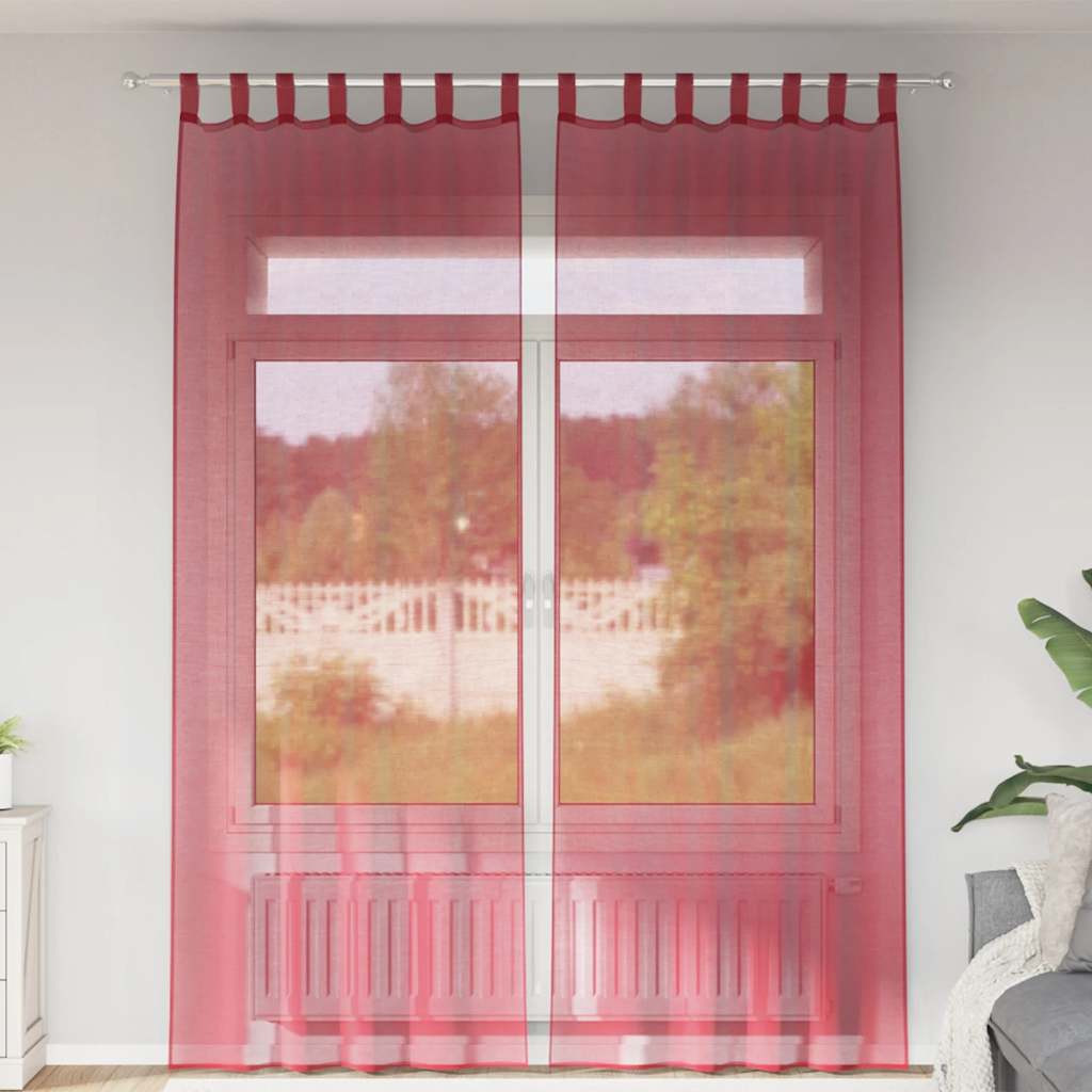 vidaXL Voile Vorhänge mit Schlaufen 2 Stk. Weinrot 140x260 cm