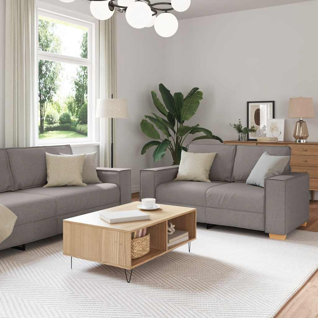 vidaXL 2-tlg. Sofagarnitur mit Kissen Taupe Stoff