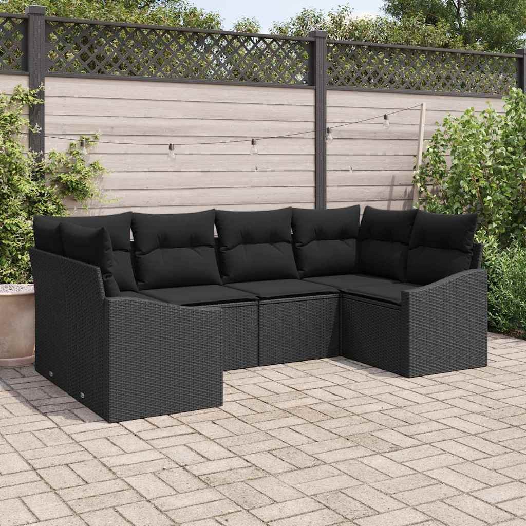 vidaXL Gartensofa-set mit Speicher 6 pcs Schwarz Poly-Rattan