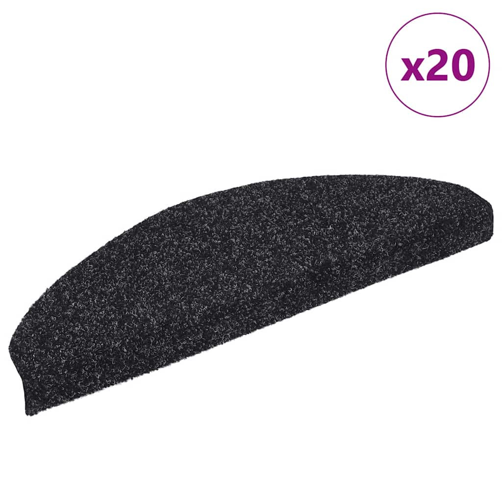 vidaXL Stufenmatten Selbstklebend 20 Stk. 65x21x4 cm Schwarz Halbrund Groß