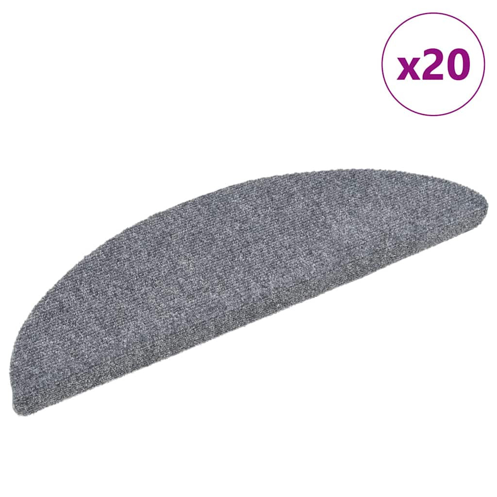 vidaXL Stufenmatten Selbstklebend 20 Stk. 56x17x3 cm Hellgrau Halbrund