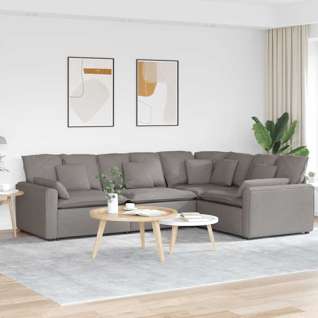 vidaXL Modulares Sofa mit Kissen Stoff Taupe