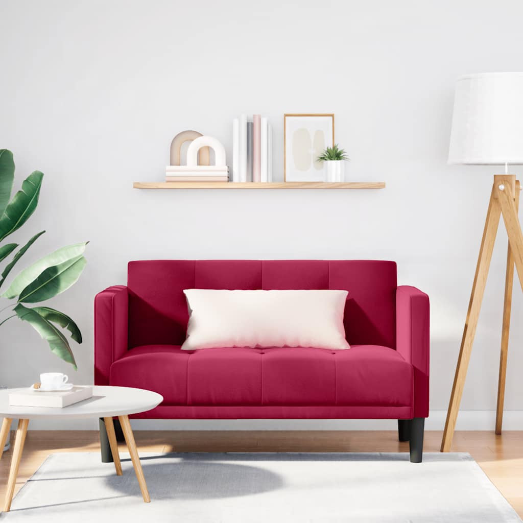 vidaXL Zweisitzer-Sofa Weinrot 111 cm Samt