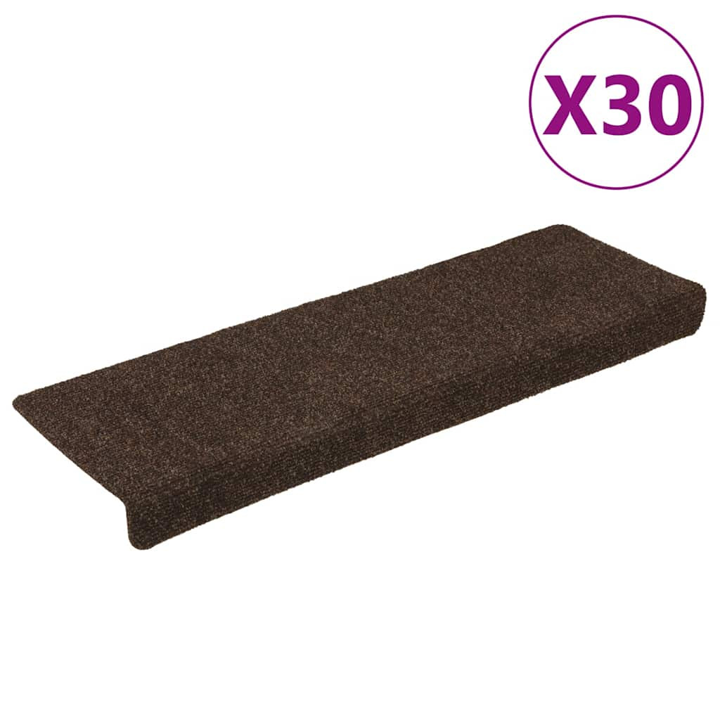 vidaXL Stufenmatten Selbstklebend 30 Stk. 65x21x4 cm Braun Rechteckiger Rand