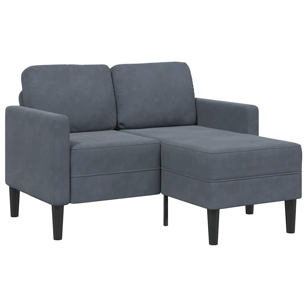 vidaXL 2-Sitzer-Sofa mit Chaiselongue L-Form Dunkelgrau 125 cm Samt