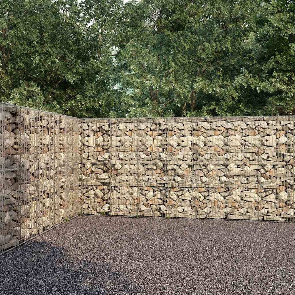 vidaXL Gabionenwand mit Abdeckung Verzinkter Stahl 600×30×200 cm