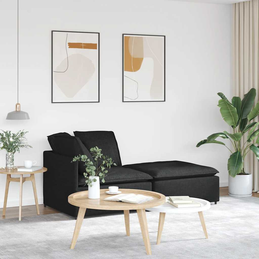 vidaXL Modulares Sofa mit Fußhocker Kissen Stoff Schwarz
