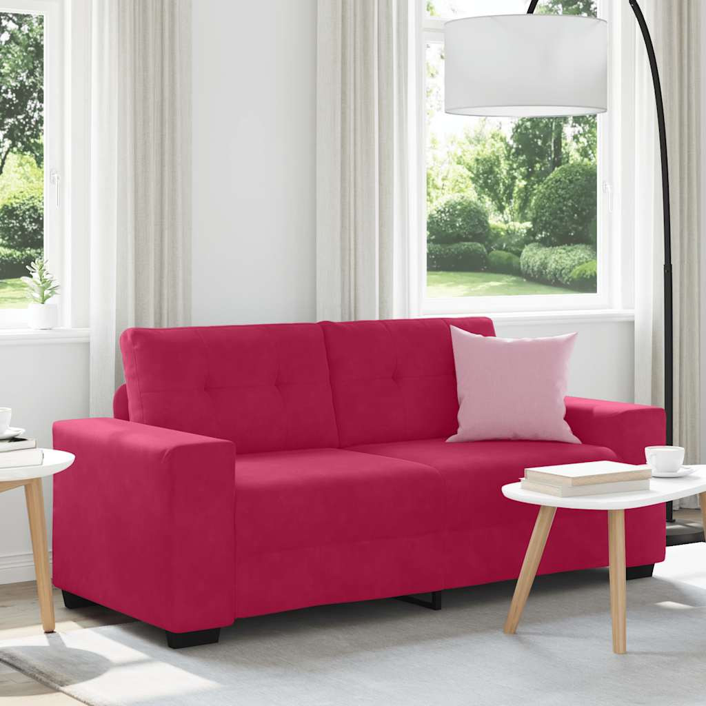 vidaXL Zweisitzer-Sofa Weinrot 180x77x82 cm Samt