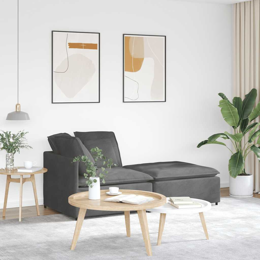 vidaXL Modulares Sofa mit Fußhocker Kissen Cordstoff Dunkelgrau