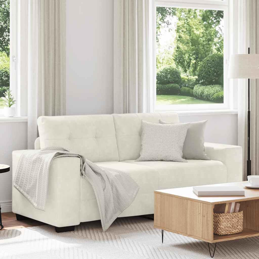 vidaXL Zweisitzer-Sofa Creme 180x77x82 cm Samt