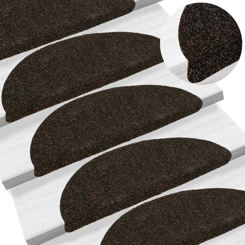 vidaXL Stufenmatten Selbstklebend 30 Stk. 56x17x3 cm Dunkelbraun Halbrund