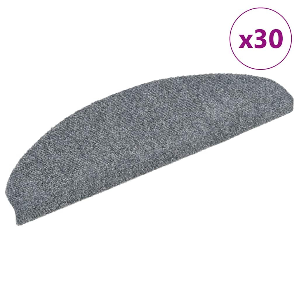 vidaXL Stufenmatten Selbstklebend 30 Stk. 65x21x4 cm Hellgrau Halbrund Groß