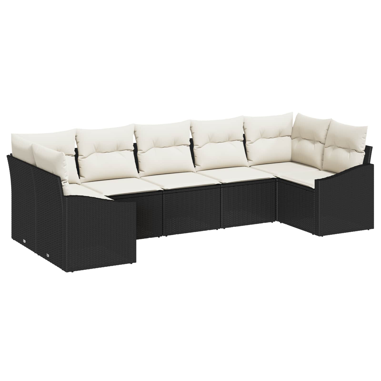 vidaXL Gartensofa-set mit Speicher 7 pcs Schwarz und Creme Poly-Rattan