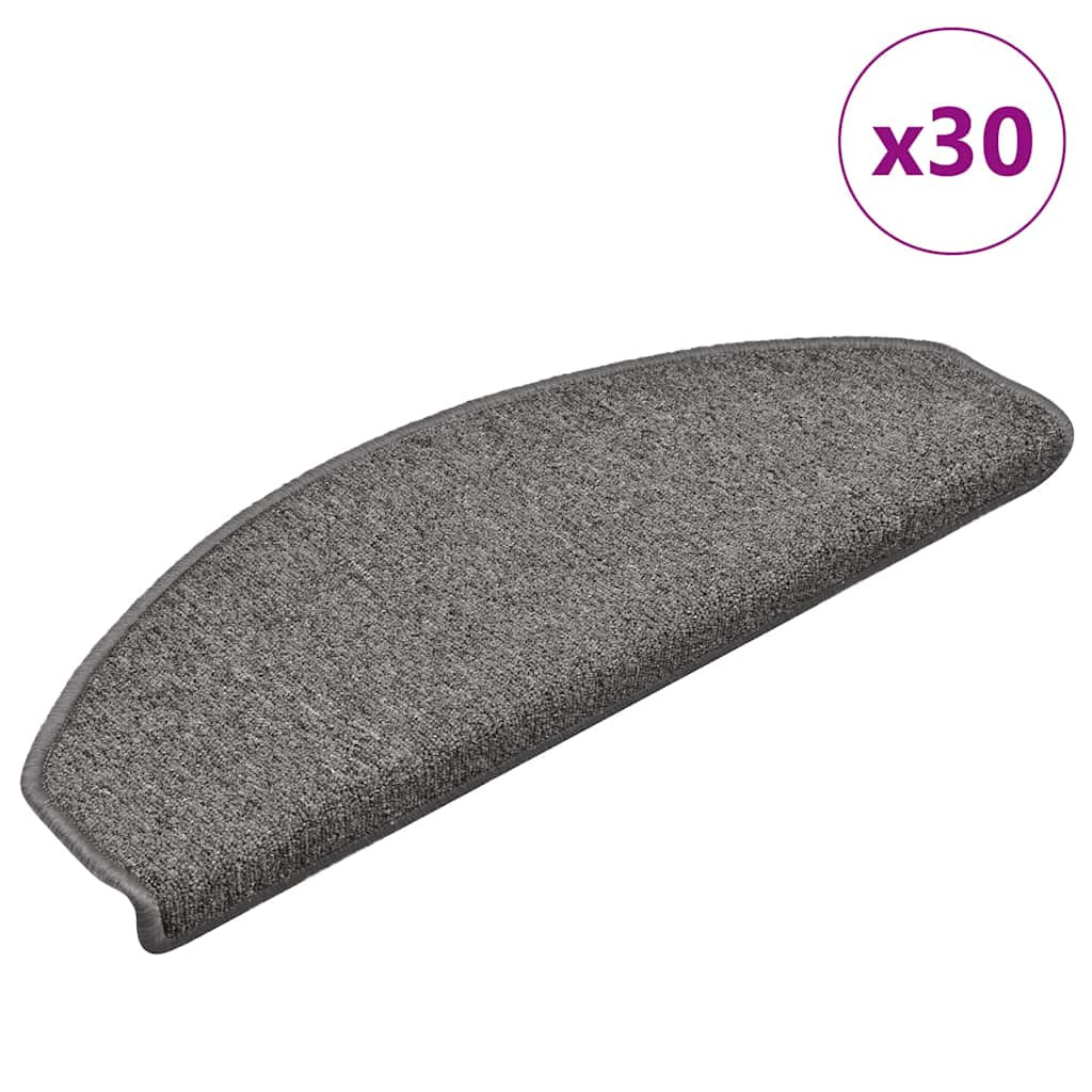 vidaXL Stufenmatten 30 Stk. 65x24x4 cm Dunkelgrau Halbrund Groß