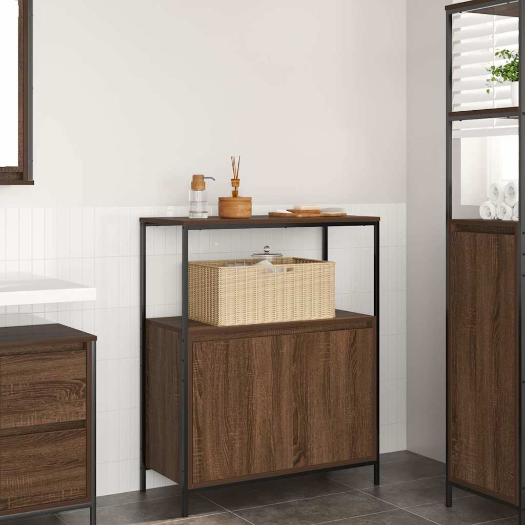 vidaXL Badschrank mit Regalen Braun Eichen-Optik 76,5x35x95 cm