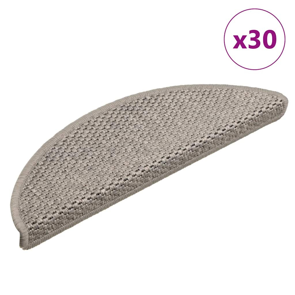 vidaXL Stufenmatten Selbstklebend Sisal-Optik 30Stk. 56x17x3cm Silbern