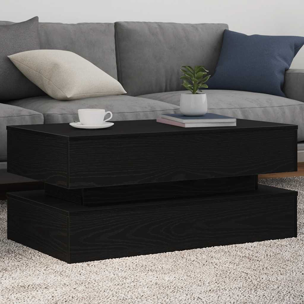 vidaXL Couchtisch mit LED-Leuchten Schwarz Eichen-Optik 90x50x40 cm